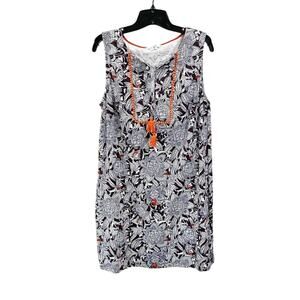 Boden Floral Boho A-Line Dress Size 12 Brown Orange White Sleeveless Casual